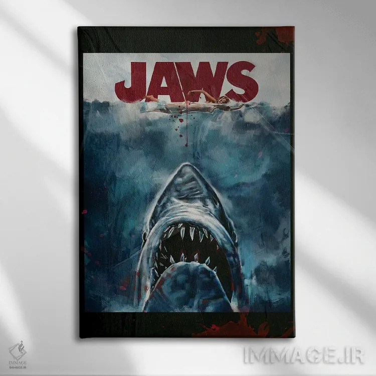 تابلو دکوراتیو پوستر فیلم آرواره ها اثر دمیتری بلف - نمای روبهرو روی دیوار