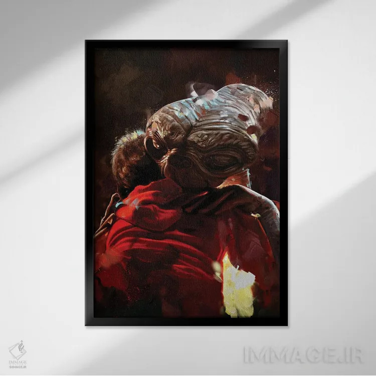 تابلو دکوراتیو ای.تی موجود فرازمینی اثر دمیتری بلف - نمای قابدار مشکی