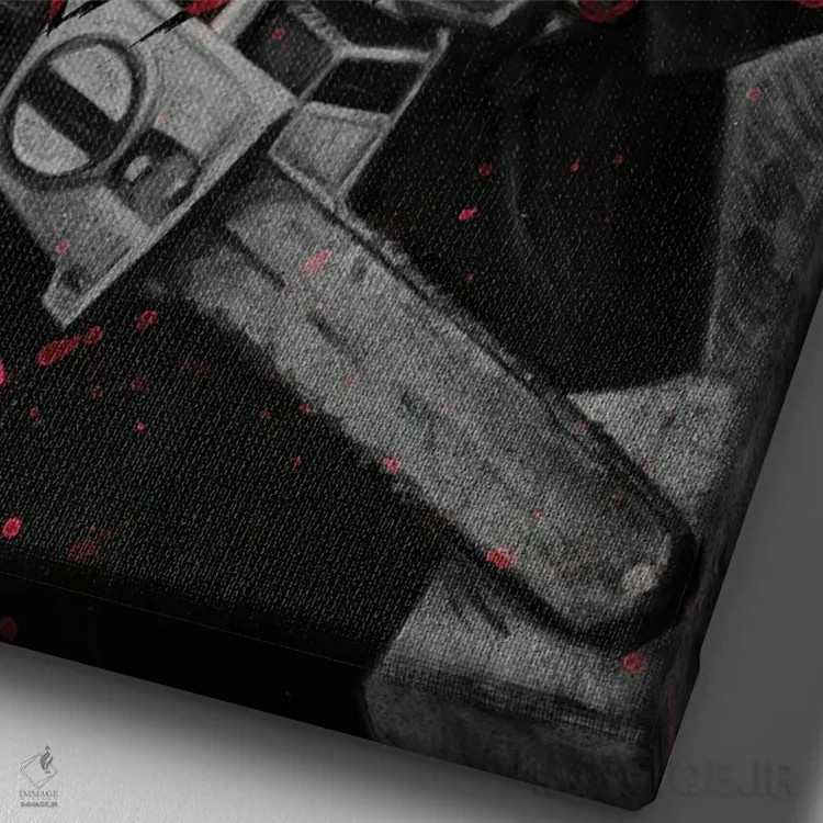 تابلو دکوراتیو قتل عام با اره برقی در تگزاس اثر دمیتری بلف - نمای نزدیک بافت بوم