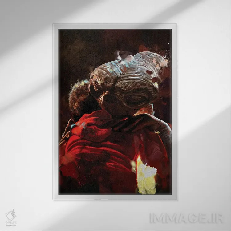 تابلو دکوراتیو ای.تی موجود فرازمینی اثر دمیتری بلف - نمای قابدار سفید