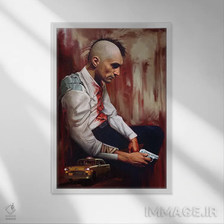 تابلو دکوراتیو راننده تاکسی اثر دمیتری بلف - نمای قابدار سفید