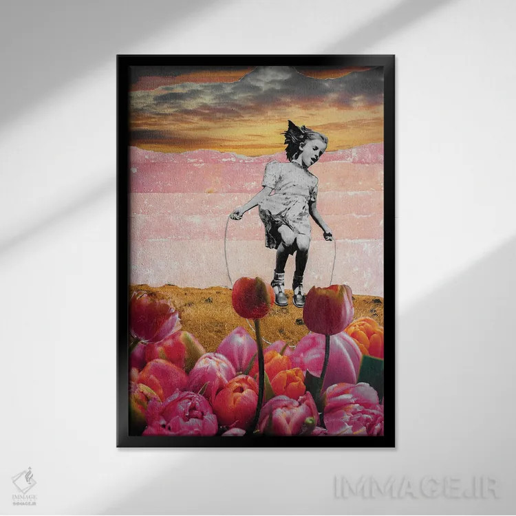 تابلو دکوراتیو دوچرخه سواری هلندی اثر دی بی واترمن - نمای قابدار مشکی