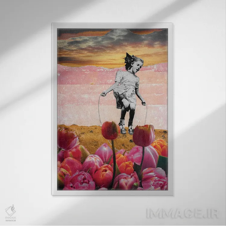 تابلو دکوراتیو دوچرخه سواری هلندی اثر دی بی واترمن - نمای قابدار سفید