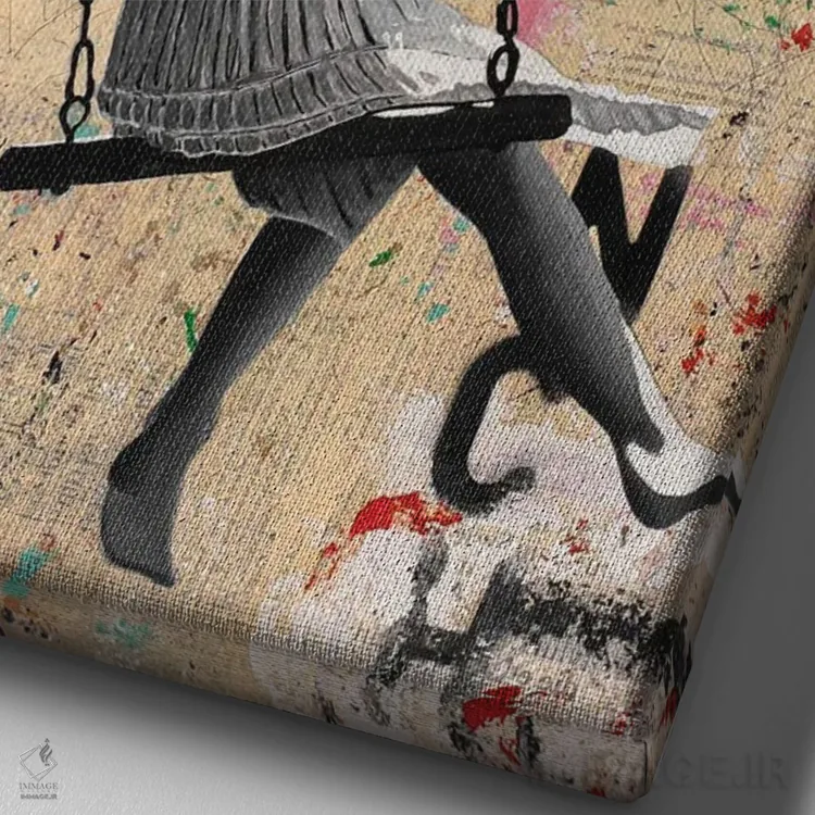 تابلو دکوراتیو تابستان پر جنب وجوش اثر دی بی واترمن - نمای نزدیک بافت بوم