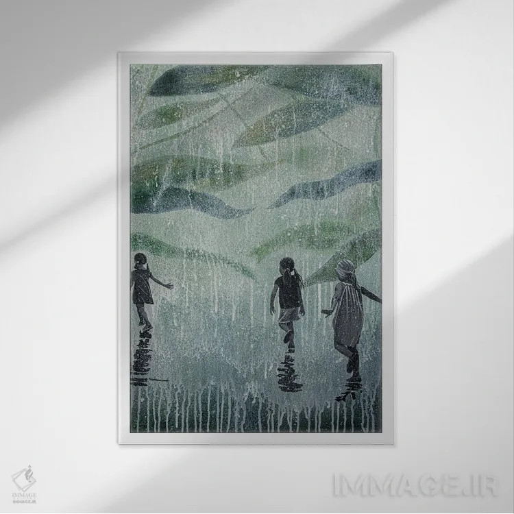 تابلو دکوراتیو باران سختی خواهد بارید اثر دی بی واترمن - نمای قابدار سفید