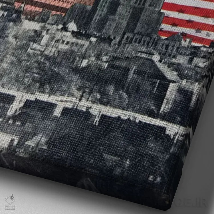 تابلو دکوراتیو معلق در هوا اثر دی بی واترمن - نمای نزدیک بافت بوم