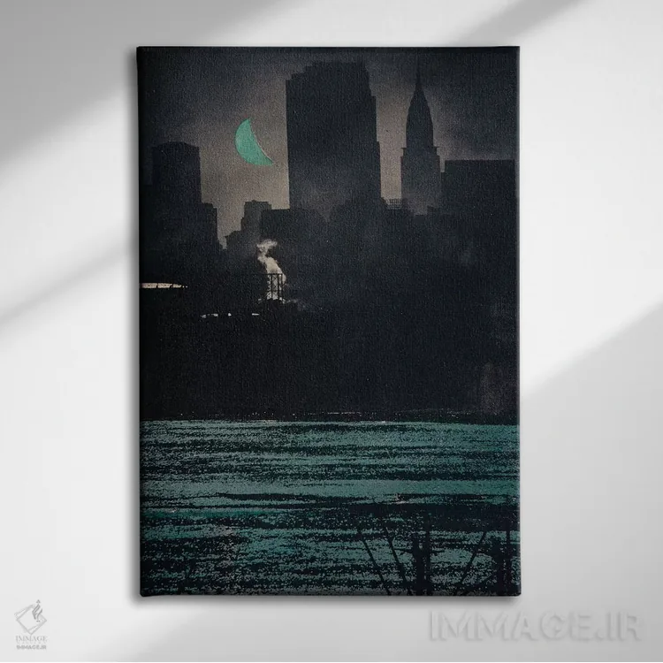 تابلو دکوراتیو هادسون در شب اثر دی بی واترمن - نمای روبهرو روی دیوار