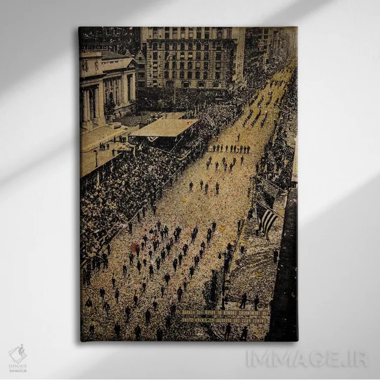 تابلو دکوراتیو خیابان پنجم، ۶۵٬۰۰۰ راهپیمایی کننده اثر دی بی واترمن - نمای روبهرو روی دیوار