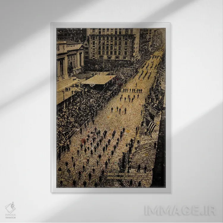 تابلو دکوراتیو خیابان پنجم، ۶۵٬۰۰۰ راهپیمایی کننده اثر دی بی واترمن - نمای قابدار سفید