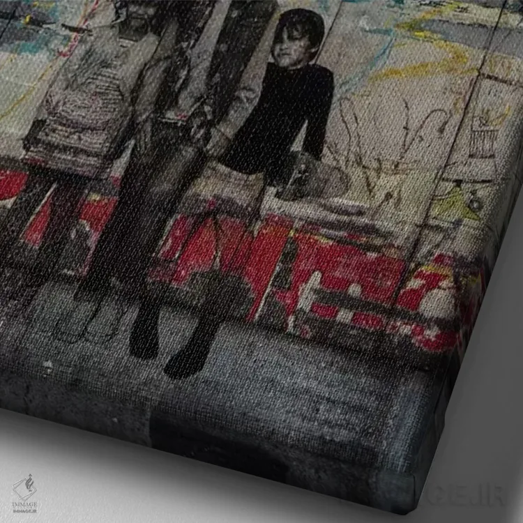 تابلو دکوراتیو مقاومت اثر دی بی واترمن - نمای نزدیک بافت بوم