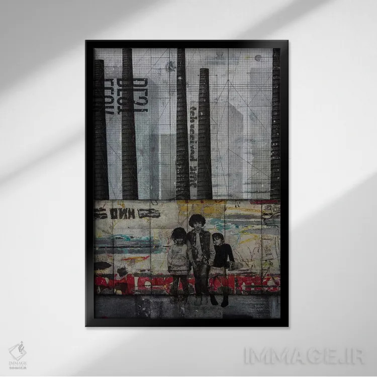 تابلو دکوراتیو مقاومت اثر دی بی واترمن - نمای قابدار مشکی