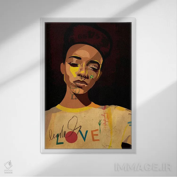 تابلو دکوراتیو هانا ۲ اثر دای کریس آرت - نمای قابدار سفید