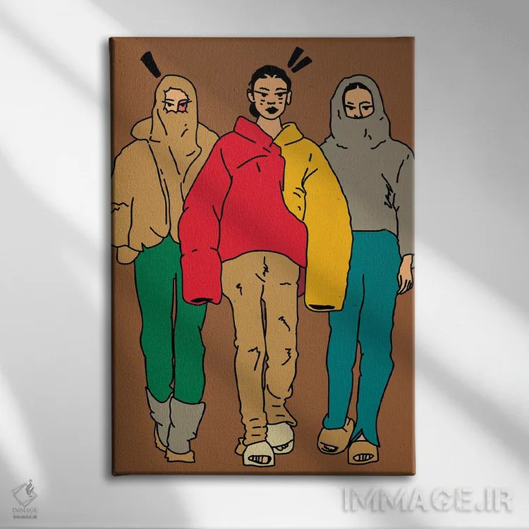 تابلو دکوراتیو دختران استریت ور اثر دای کریس آرت - نمای روبهرو روی دیوار