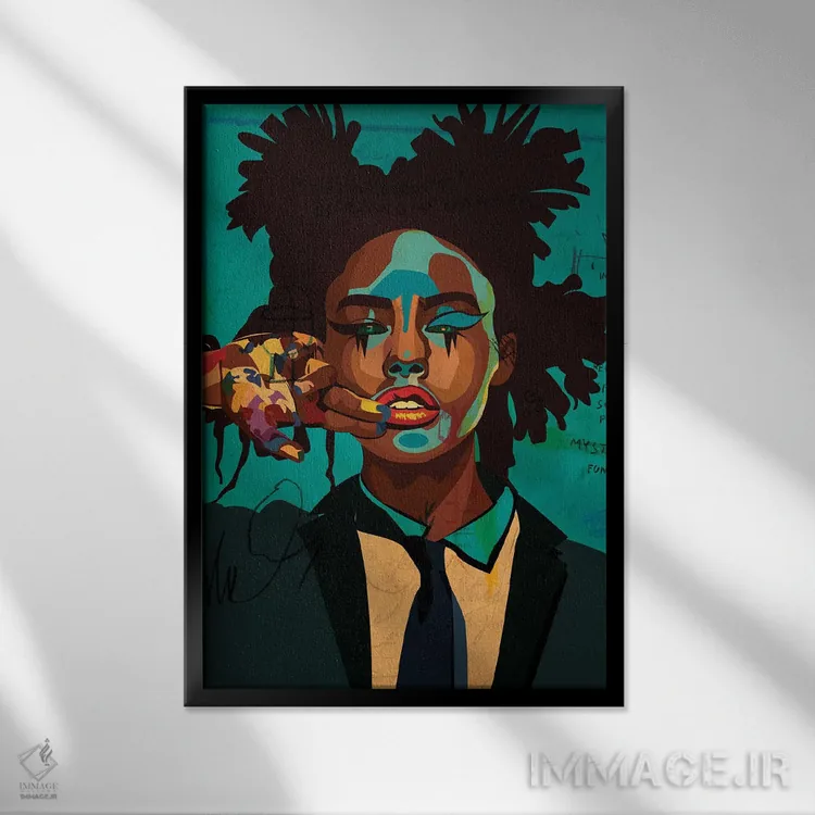 تابلو دکوراتیو دختر نقاش اثر دای کریس آرت - نمای قابدار مشکی