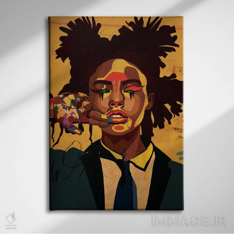 تابلو دکوراتیو دختر نقاش اثر دای کریس آرت - نمای روبهرو روی دیوار