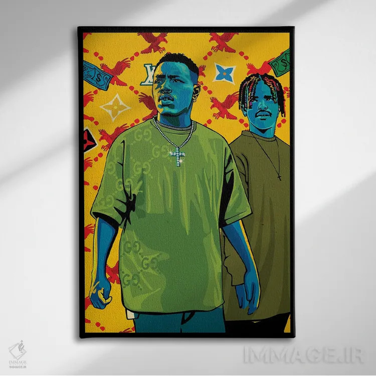 تابلو دکوراتیو تهدیدی برای جامعه اثر دای کریس آرت - نمای روبهرو روی دیوار