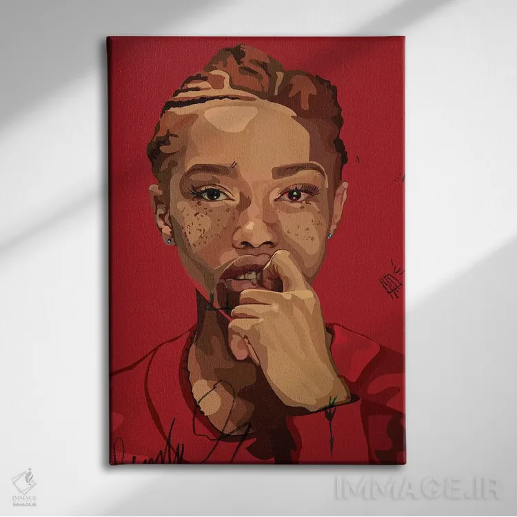 تابلو دکوراتیو دختر کک مکی اثر دای کریس آرت - نمای روبهرو روی دیوار