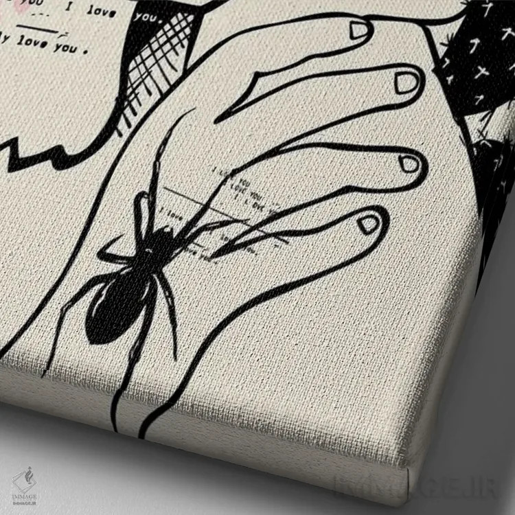 تابلو مینیمال دختر با کاکتوس اثر دای کریس آرت - نمای نزدیک بافت بوم