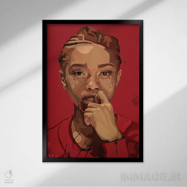 تابلو دکوراتیو دختر کک مکی اثر دای کریس آرت - نمای قابدار مشکی