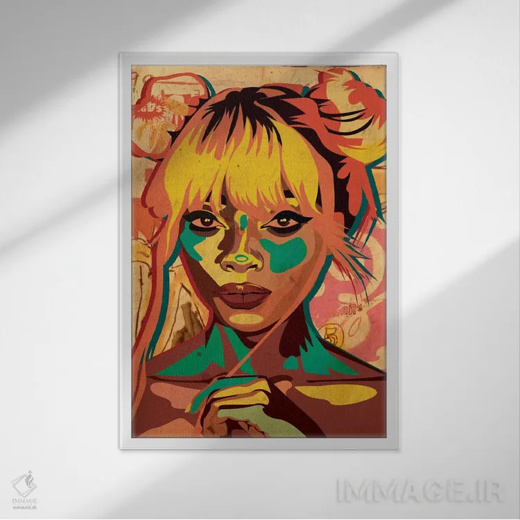 تابلو دکوراتیو دختر با موی گوجه ای اثر دای کریس آرت - نمای قابدار سفید