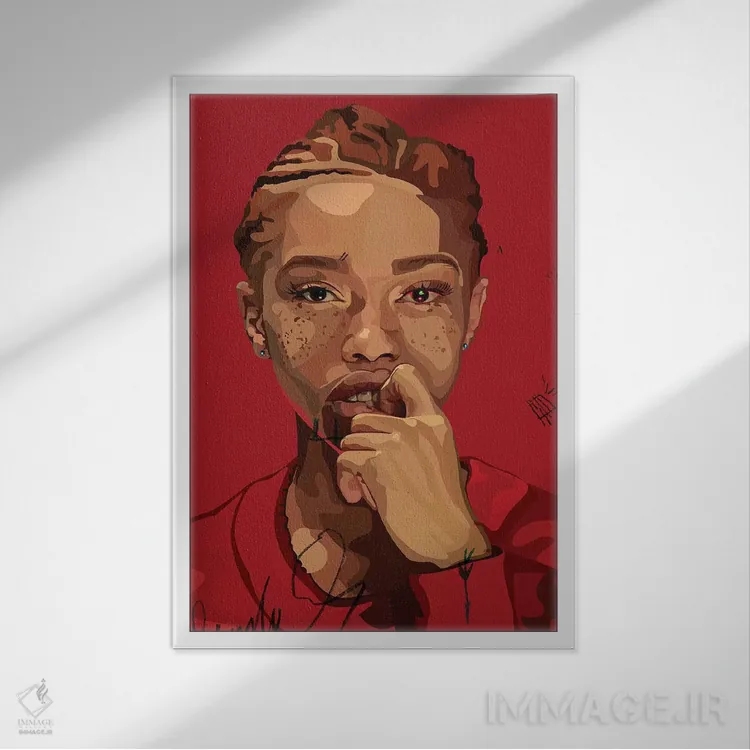 تابلو دکوراتیو دختر کک مکی اثر دای کریس آرت - نمای قابدار سفید