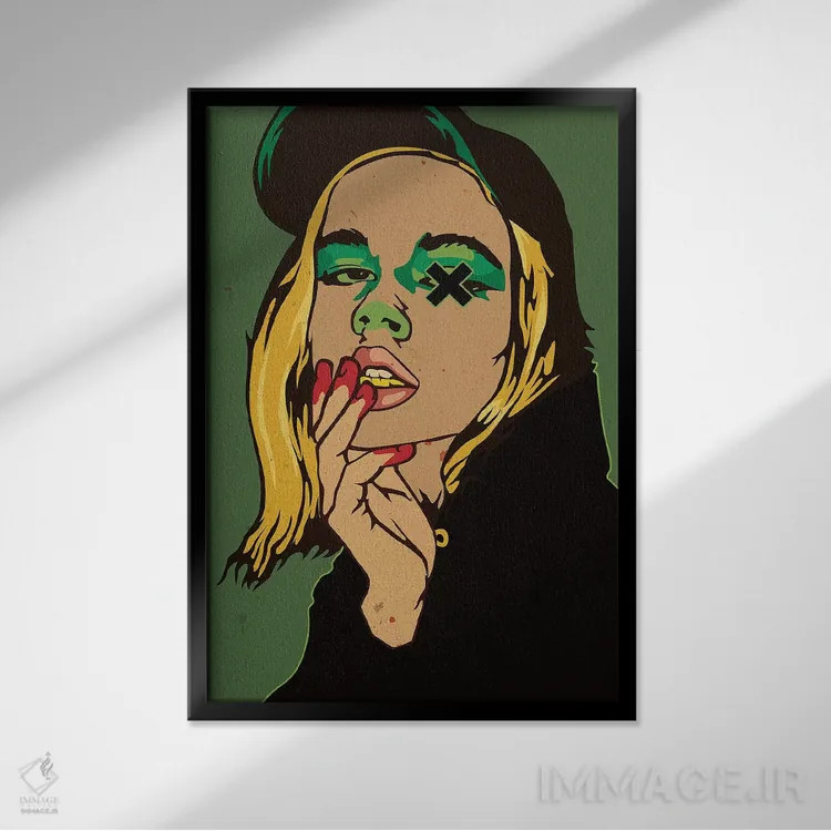 تابلو دکوراتیو دختر پرانرژی اثر دای کریس آرت - نمای قابدار مشکی