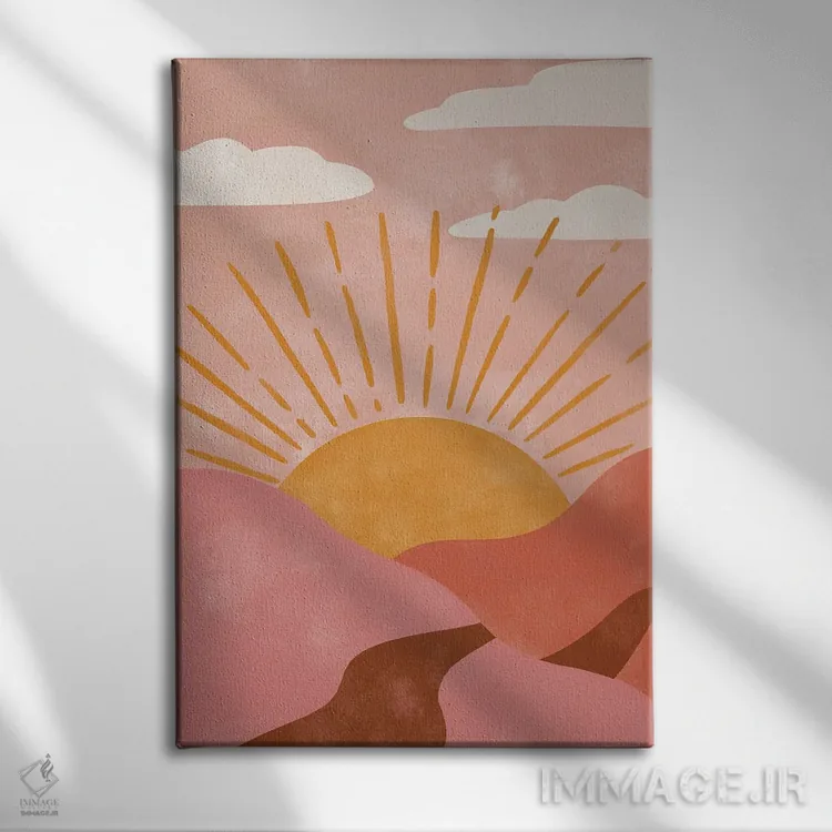 تابلو مدرن خورشید صحرا اثر دبورا کوریل - نمای روبهرو روی دیوار