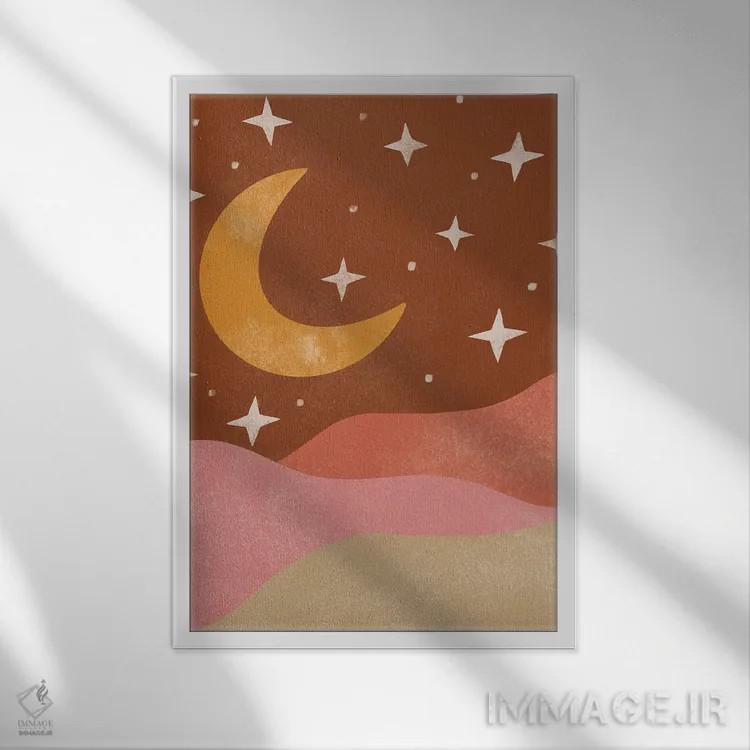 تابلو مدرن ماه صحرا اثر دبورا کوریل - نمای قابدار سفید