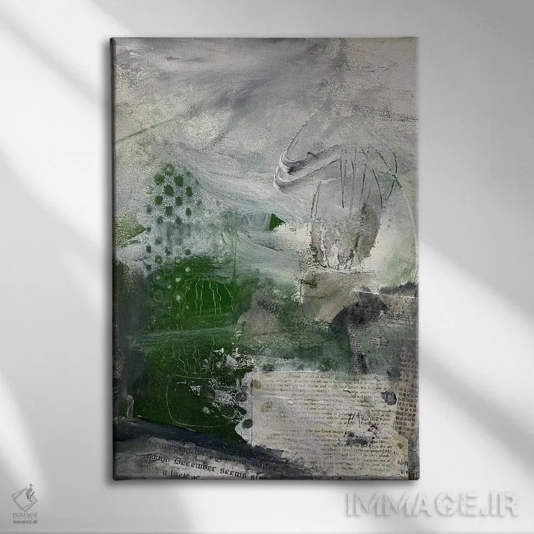 تابلو انتزاعی دلتنگی برای گلبرگ ها در زمستان اثر دب چانی - نمای روبهرو روی دیوار