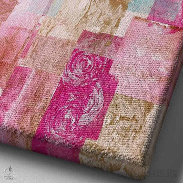 تابلو انتزاعی کاغذ وصله دوزی شده اثر دب چانی - نمای نزدیک بافت بوم