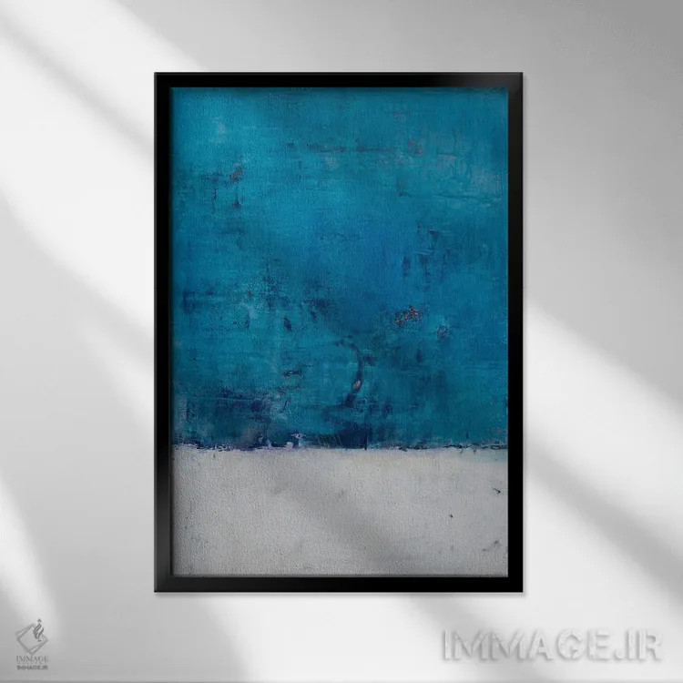 تابلو انتزاعی سفید برفی اثر دب چانی - نمای قابدار مشکی