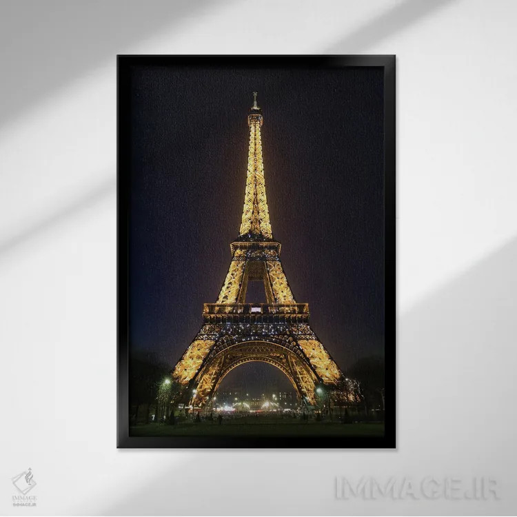 تابلو دکوراتیو برج ایفل ۵ اثر دیوید کلاپ - نمای قابدار مشکی