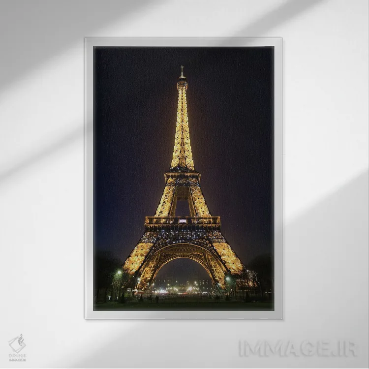 تابلو دکوراتیو برج ایفل ۵ اثر دیوید کلاپ - نمای قابدار سفید