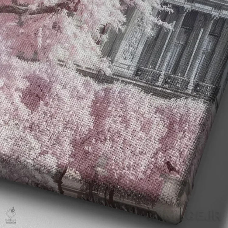 تابلو دکوراتیو رود سن با فیلتر فروسرخ اثر دیوید کلاپ - نمای نزدیک بافت بوم