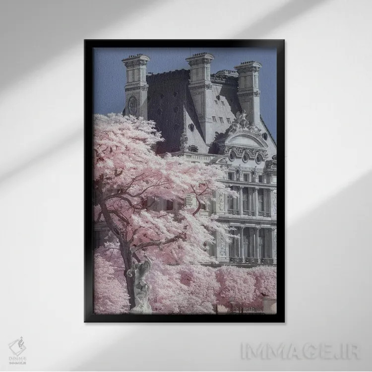 تابلو دکوراتیو رود سن با فیلتر فروسرخ اثر دیوید کلاپ - نمای قابدار مشکی