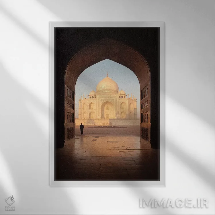 تابلو دکوراتیو تاج محل آگرا هند ۵ اثر دیوید کلاپ - نمای قابدار سفید