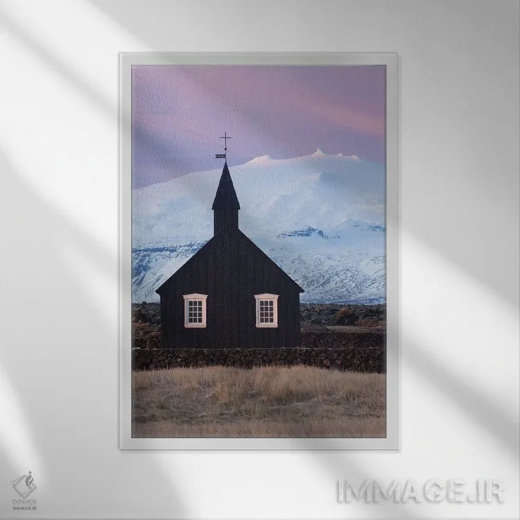 تابلو دکوراتیو کلیسای بودیر سنای فلزنس ایسلند ۶ اثر دیوید کلاپ - نمای قابدار سفید