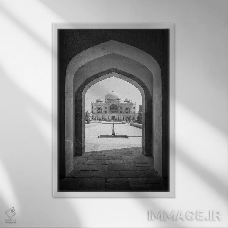 تابلو دکوراتیو مقبره همایون دهلی هند ۹ اثر دیوید کلاپ - نمای قابدار سفید