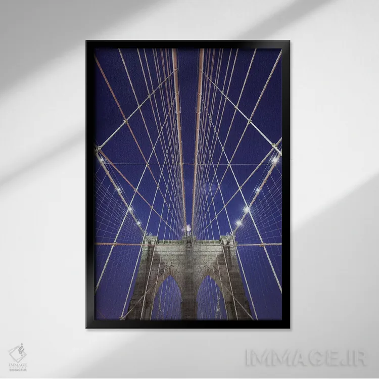 تابلو دکوراتیو پل بروکلین نیویورک ۱۳ اثر دیوید کلاپ - نمای قابدار مشکی