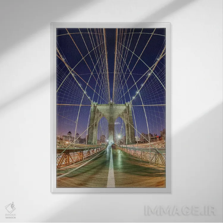 تابلو دکوراتیو پل بروکلین نیویورک ۷ اثر دیوید کلاپ - نمای قابدار سفید