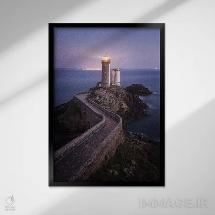 تابلو دکوراتیو Phare du Petit Minou II,بریتانی، فانوس دریایی پتی مینو ۲ اثر دیوید کلاپ - نمای قابدار مشکی