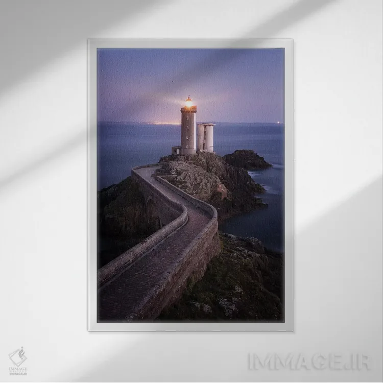 تابلو دکوراتیو Phare du Petit Minou II,بریتانی، فانوس دریایی پتی مینو ۲ اثر دیوید کلاپ - نمای قابدار سفید
