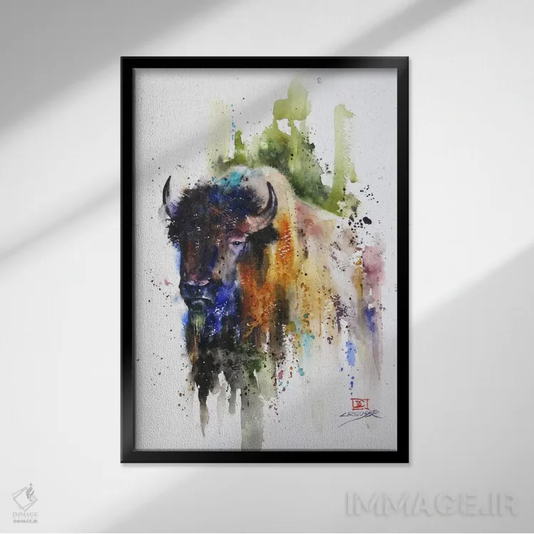 تابلو دکوراتیو یاک اثر باور کراوزر - نمای قابدار مشکی