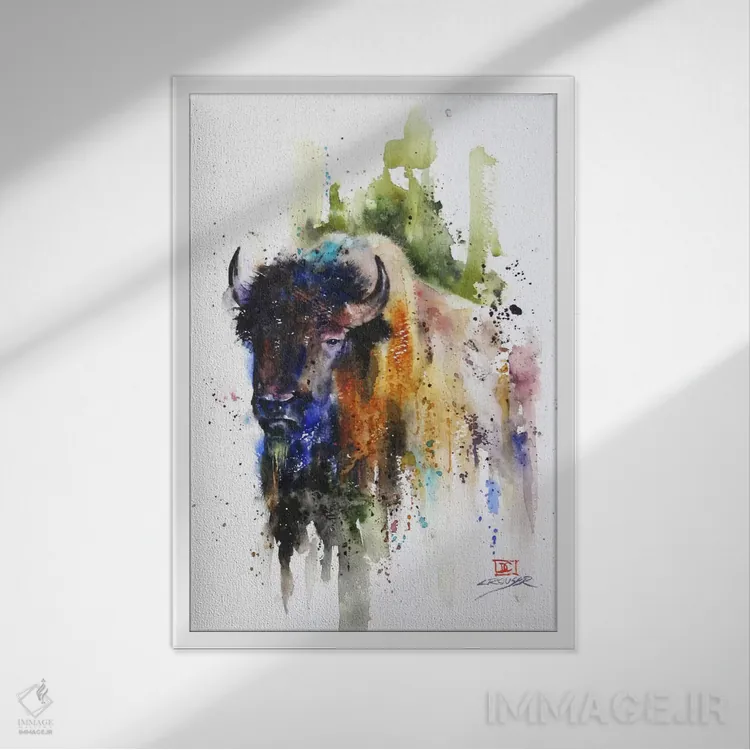 تابلو دکوراتیو یاک اثر باور کراوزر - نمای قابدار سفید