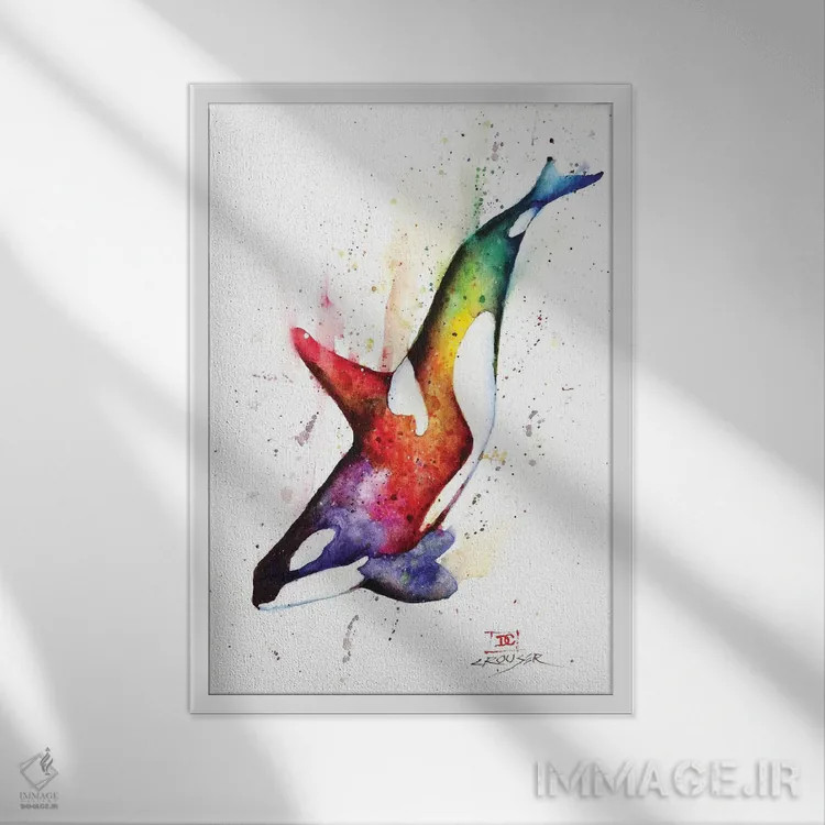 تابلو دکوراتیو نهنگ قاتل اثر باور کراوزر - نمای قابدار سفید