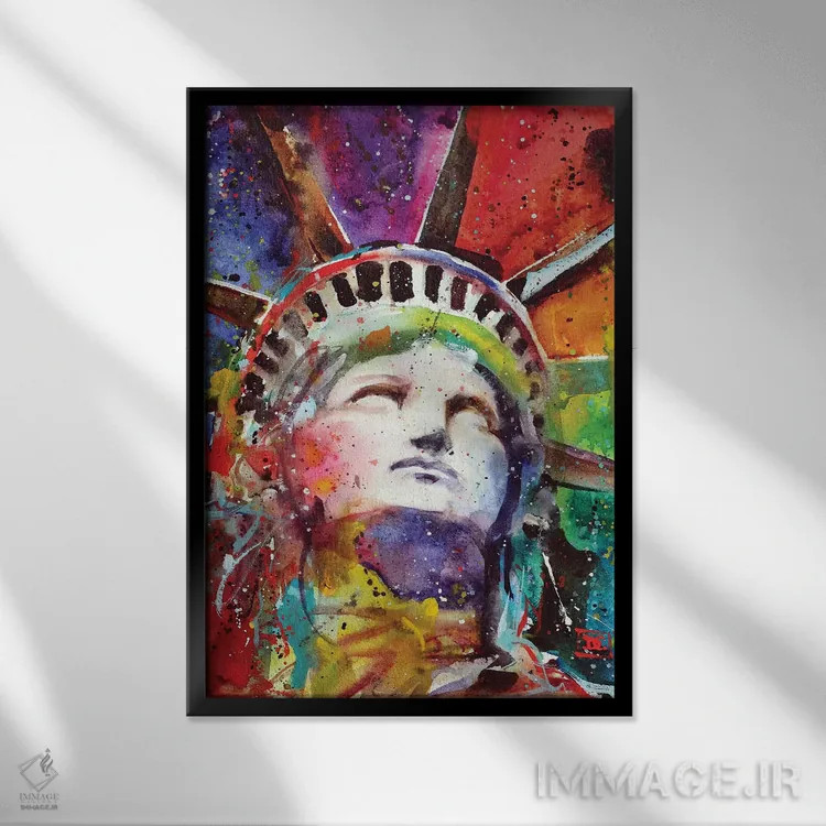 تابلو دکوراتیو تندیس آزادی اثر باور کراوزر - نمای قابدار مشکی