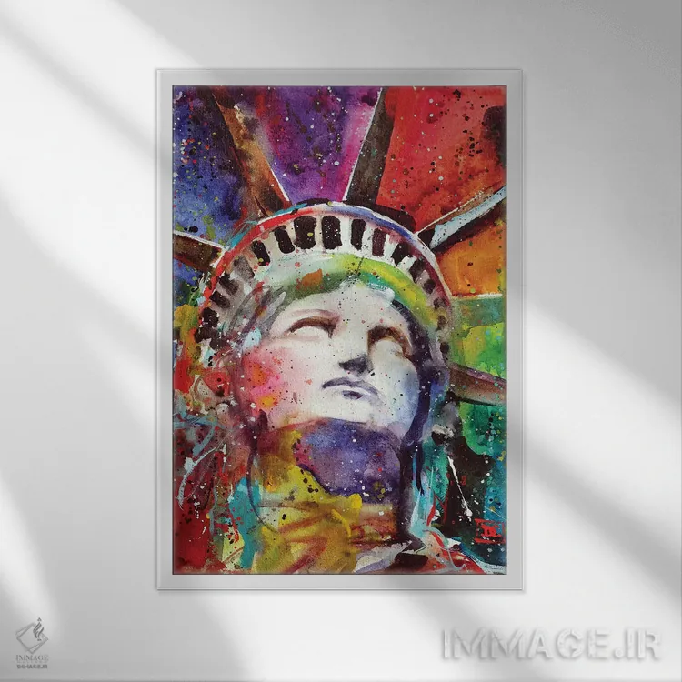تابلو دکوراتیو تندیس آزادی اثر باور کراوزر - نمای قابدار سفید