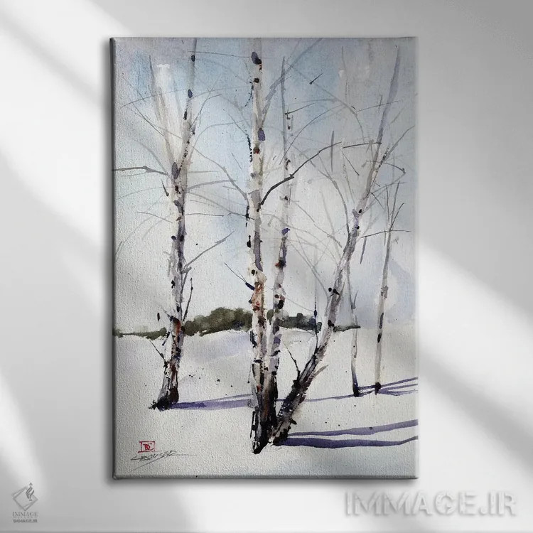 تابلو دکوراتیو درختان توس اثر باور کراوزر - نمای روبهرو روی دیوار