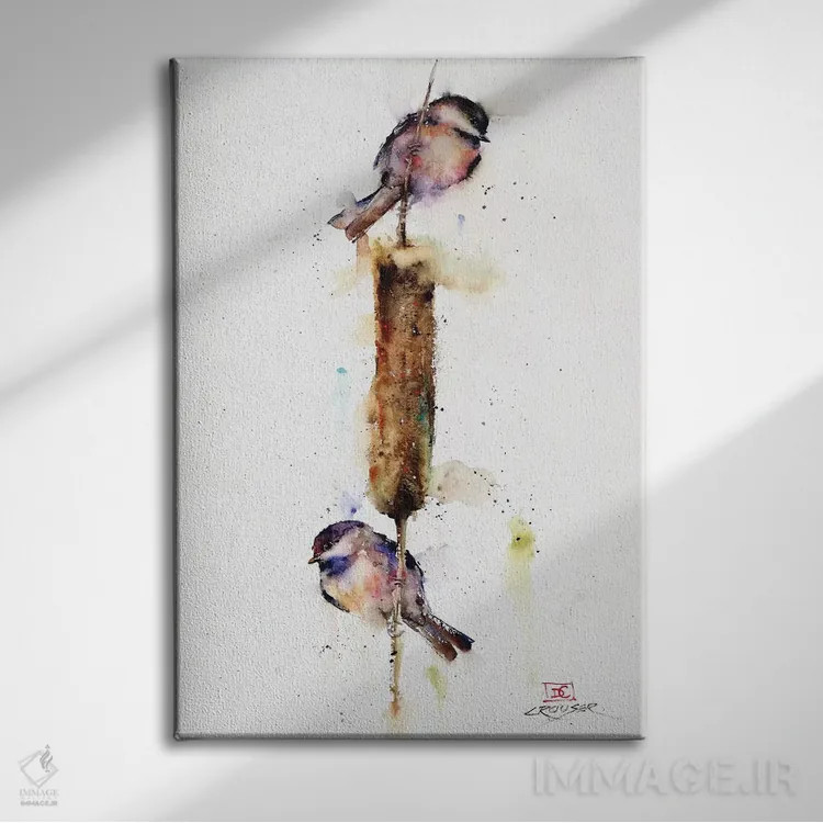 تابلو دکوراتیو گفتگو کنار گیاه دم گربه ای شماره دو اثر باور کراوزر - نمای روبهرو روی دیوار