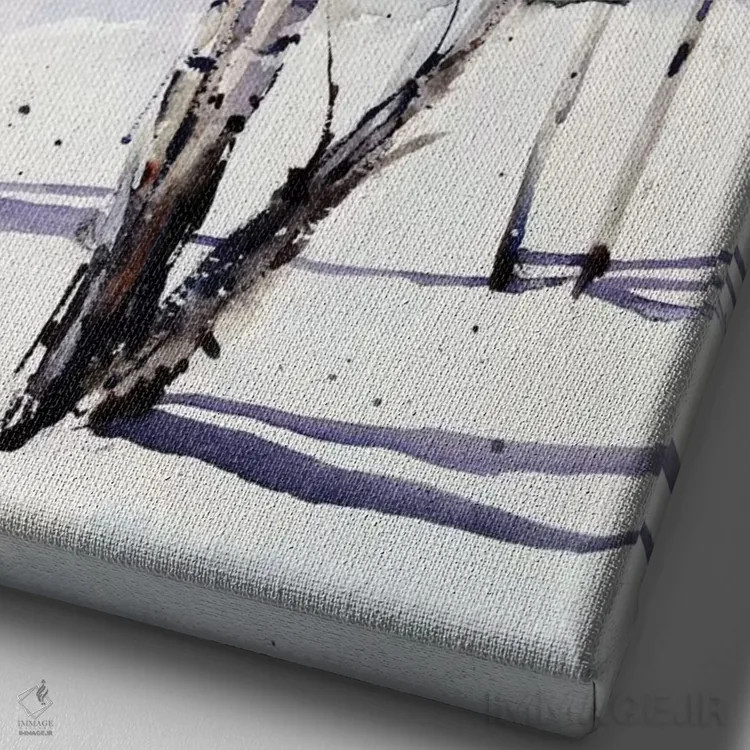 تابلو دکوراتیو درختان توس اثر باور کراوزر - نمای نزدیک بافت بوم